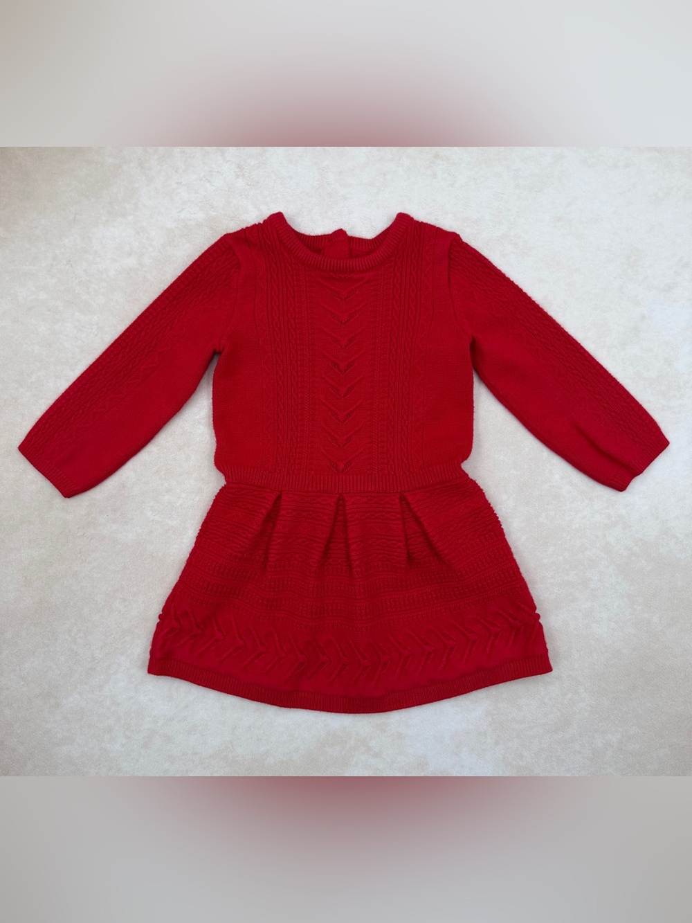 Janie and Jack Red Cable Knit Sweater Dress
